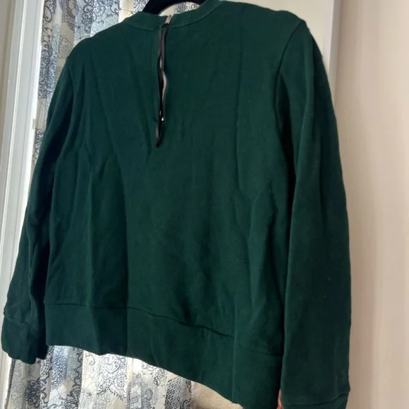 Coach Embroidered Green Crewneck Sweater with Zipper Pull - Picture 6 of 15